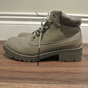Grey lace up boots
